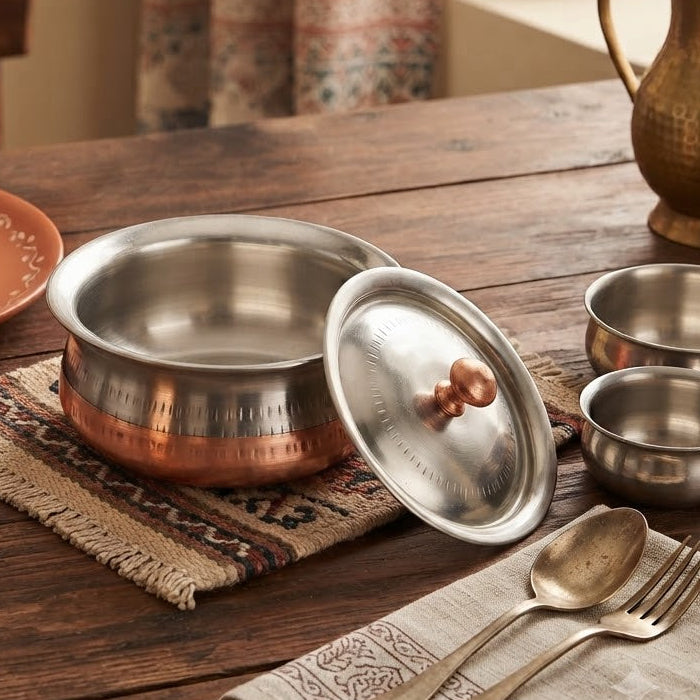 Hammered Stainless Steel Karahi at Zubaidas Homestore