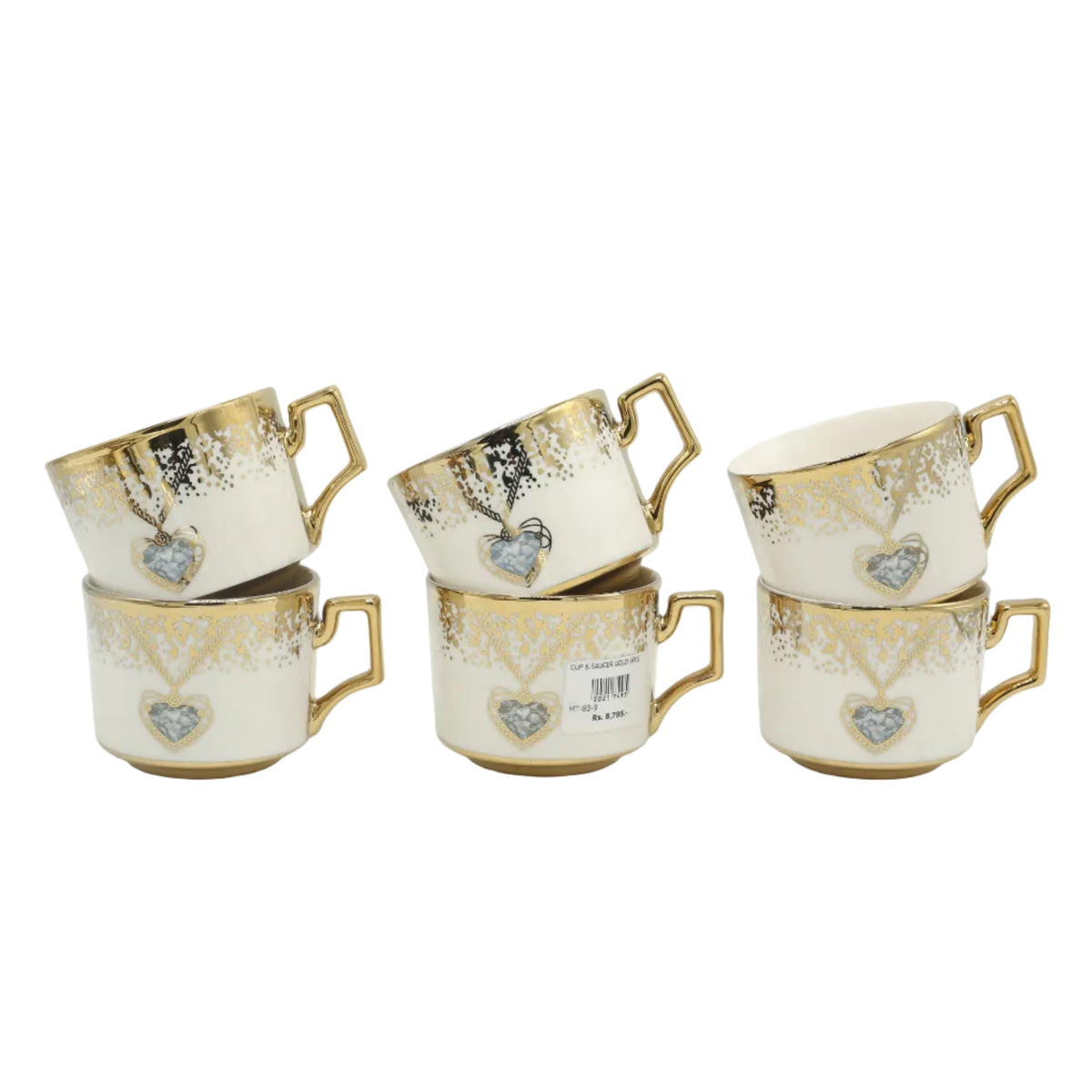 Heart Design Porcelain Cup and Saucer 6 Pieces Set at Zubaidas Homestore. Best Online Homestore in Pakistan