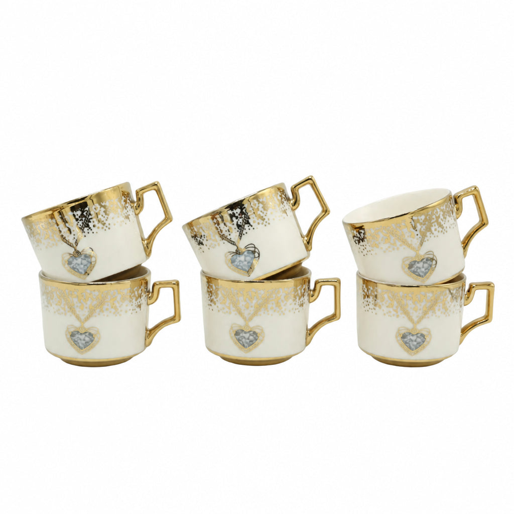Heart Design Porcelain Cup and Saucer 6 Pieces Set at Zubaidas Homestore. Best Online Homestore in Pakistan