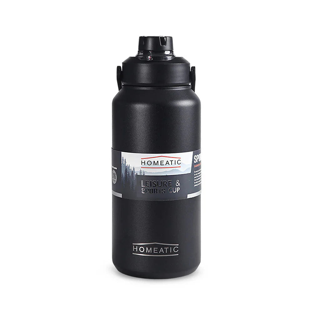 Homeatic Leisure and Sports Vacuum Flask 1300ML Black Steel Water Bottle at Zubaidas Homestore