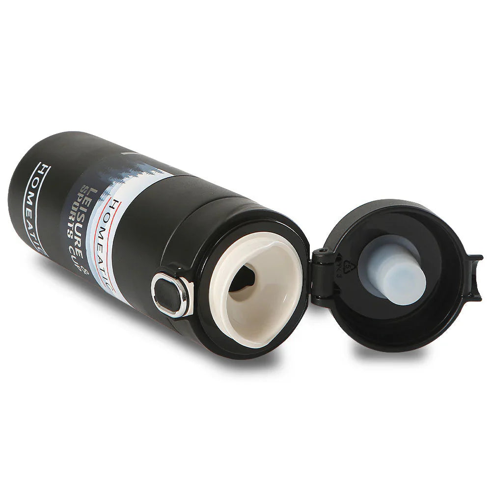 Homeatic Leisure and Sports Vacuum Flask 400ML Black Steel Water Bottle at Zubaidas Homestore Online Pakistan