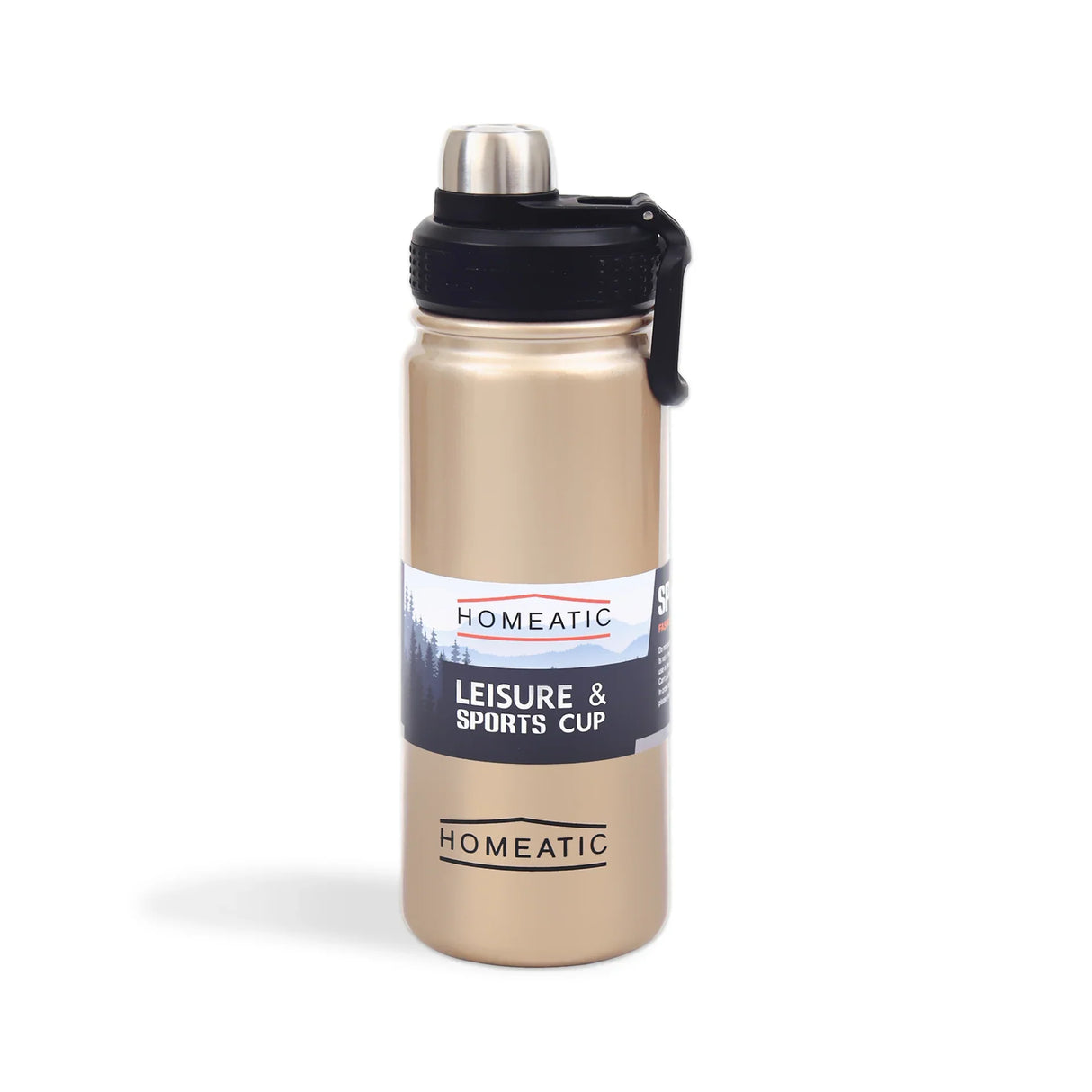 Homeatic Leisure and Sports Vacuum Flask 650ML Golden Steel Water Bottle at Zubaidas Homestore