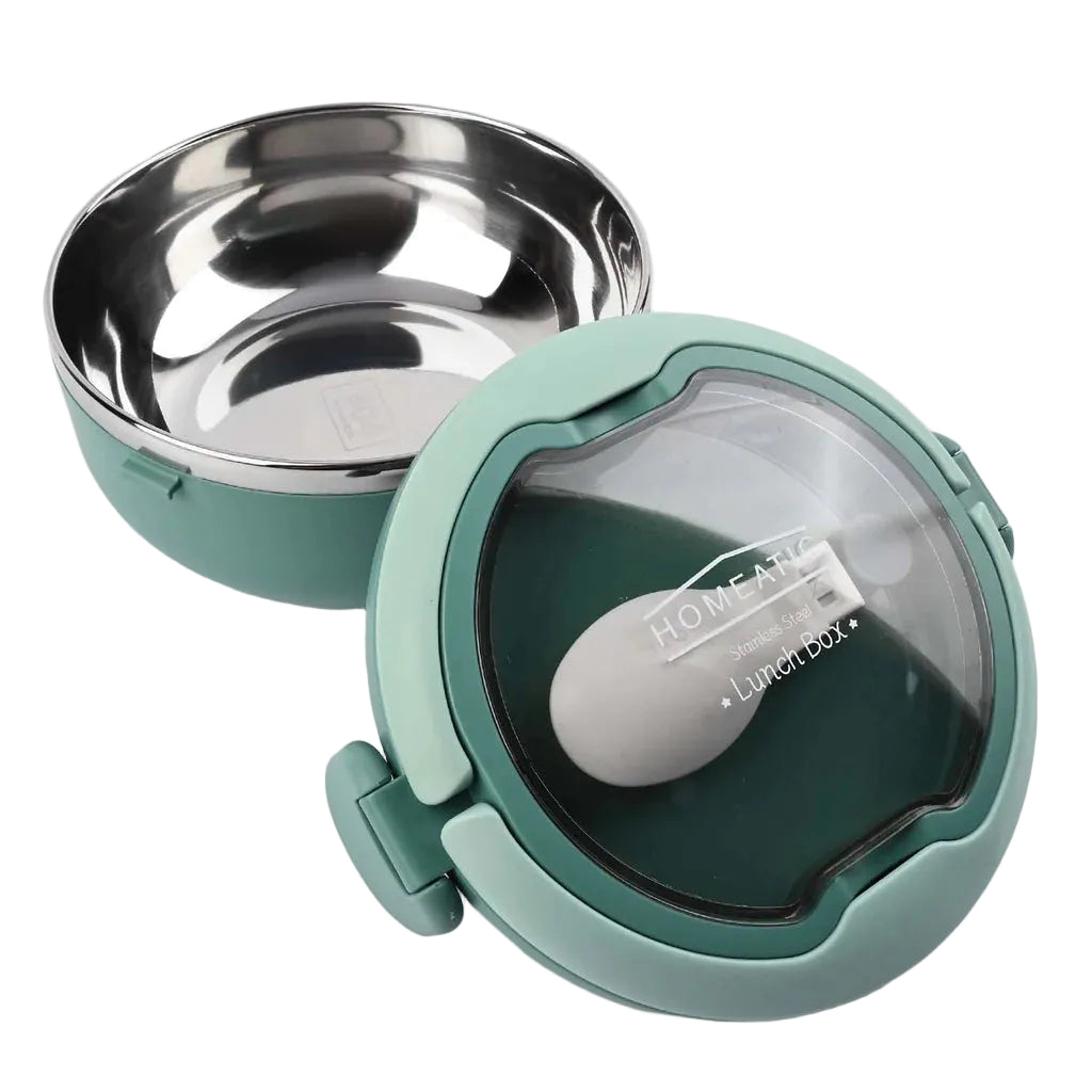 Homeatic Stainless Steel Lunch Box with Spoon 750ml Green at Zubaidas Homestore Pakistan