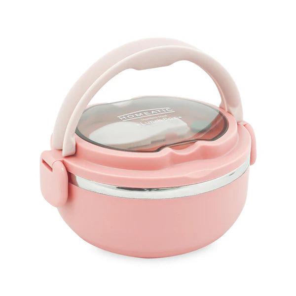 Homeatic Stainless Steel Lunch Box with Spoon 750ml Pink at Zubaidas Homestore Pakistan