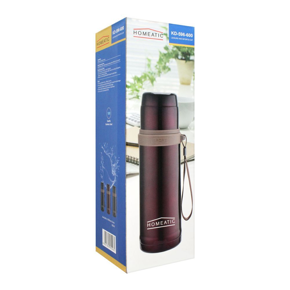 Homeatic Stainless Steel Water Bottle 600ml Maroon at Zubaidas Homestore Pakistan