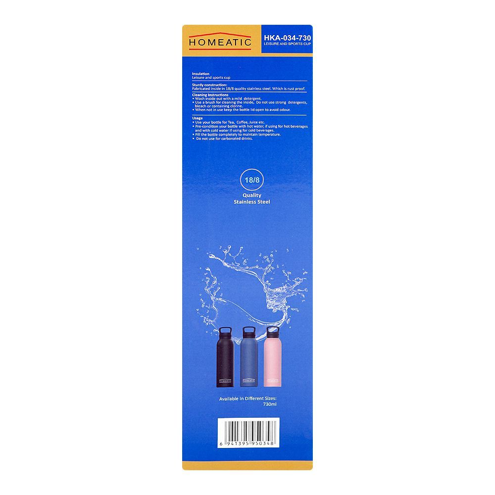 Homeatic Steel Water Bottle 730ml Blue HKA-034 Zubaidas Best Online Homestore in Pakistan