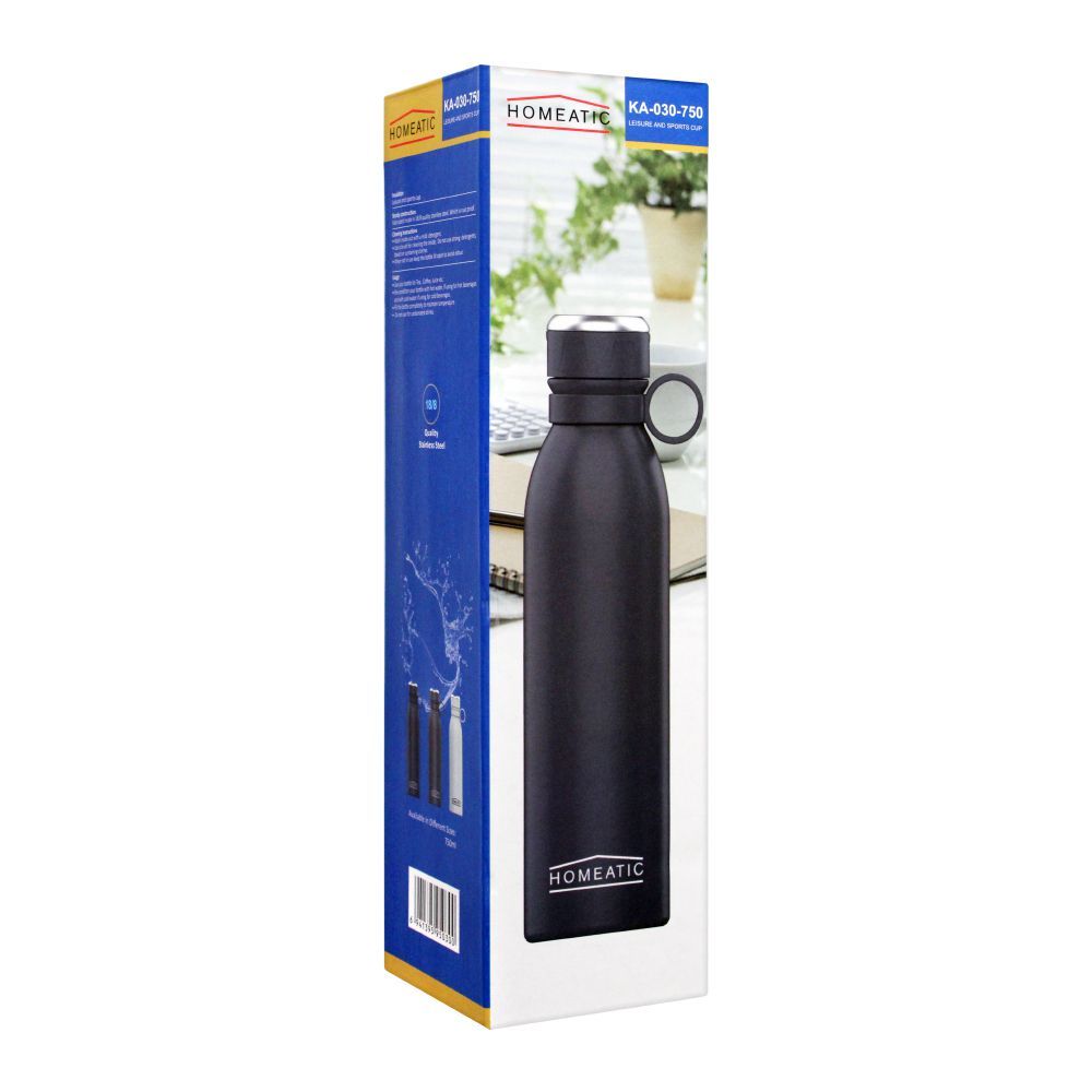 Homeatic Steel Water Bottle 750ml Black HKA-030 Zubaidas Homestore Pakistan