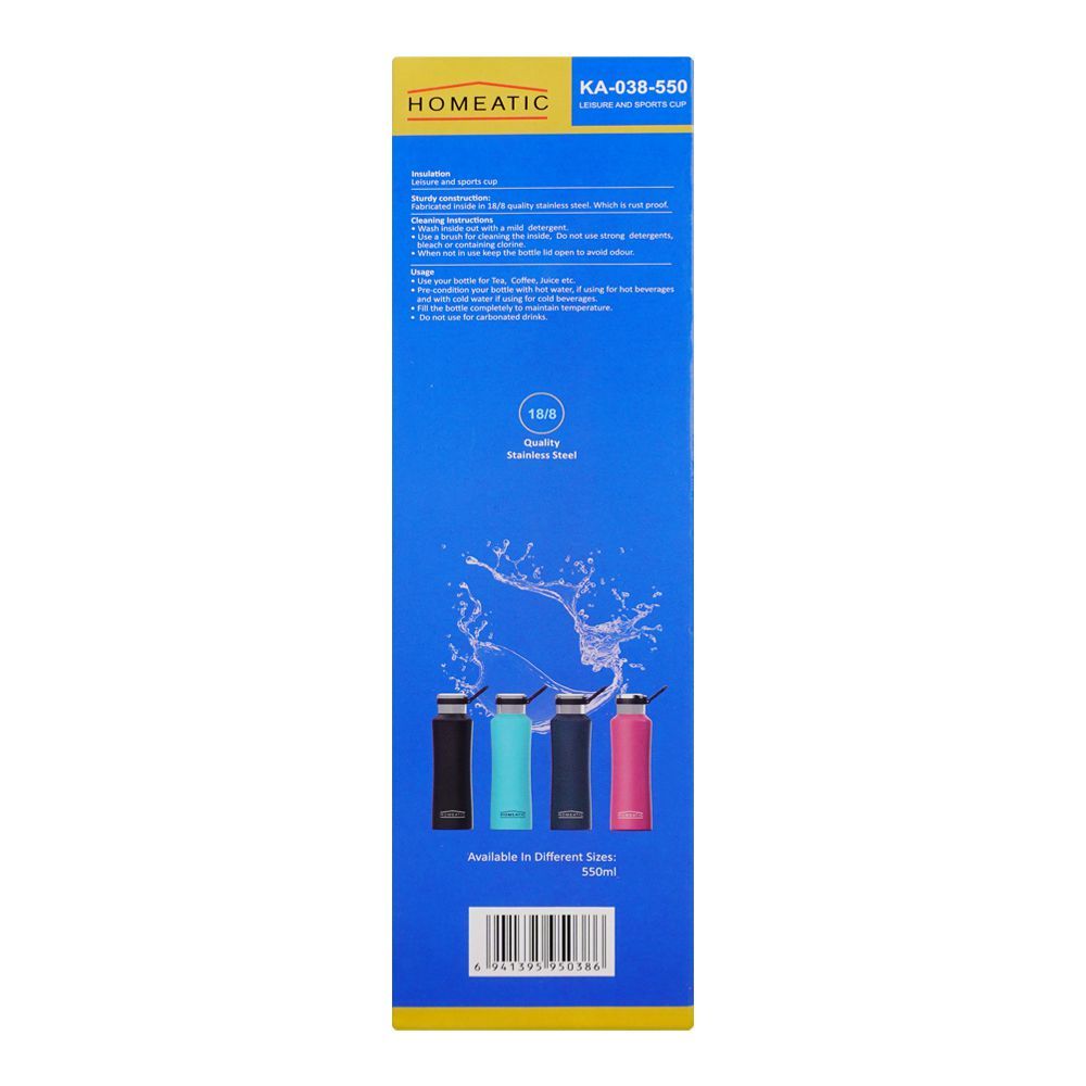 Homeatic Steel Water Bottle Dark Green 550ml HKA-038 Zubaidas Online Homestore Pakistan