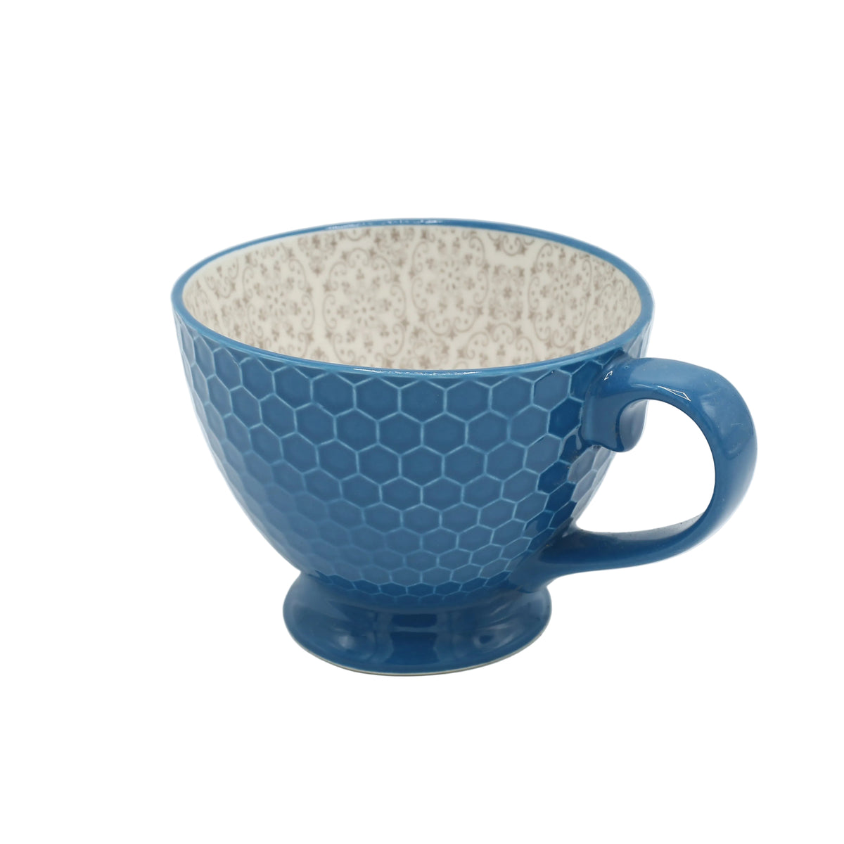 Honeycomb Pattern Ceramic Tea Cup Blue 350ml Zubaidas Homestore House of The Biggest Collection of Cups in Pakistan
