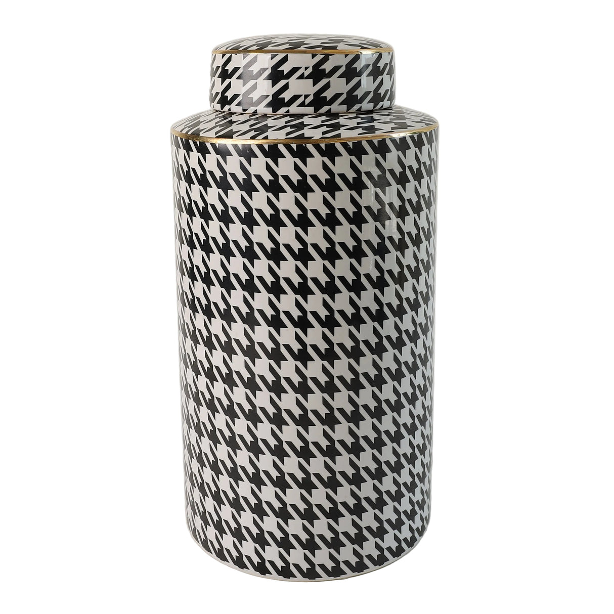 Houndstooth Ceramic Vase Jar Black and White at Zubaidas Homestore Pakistan