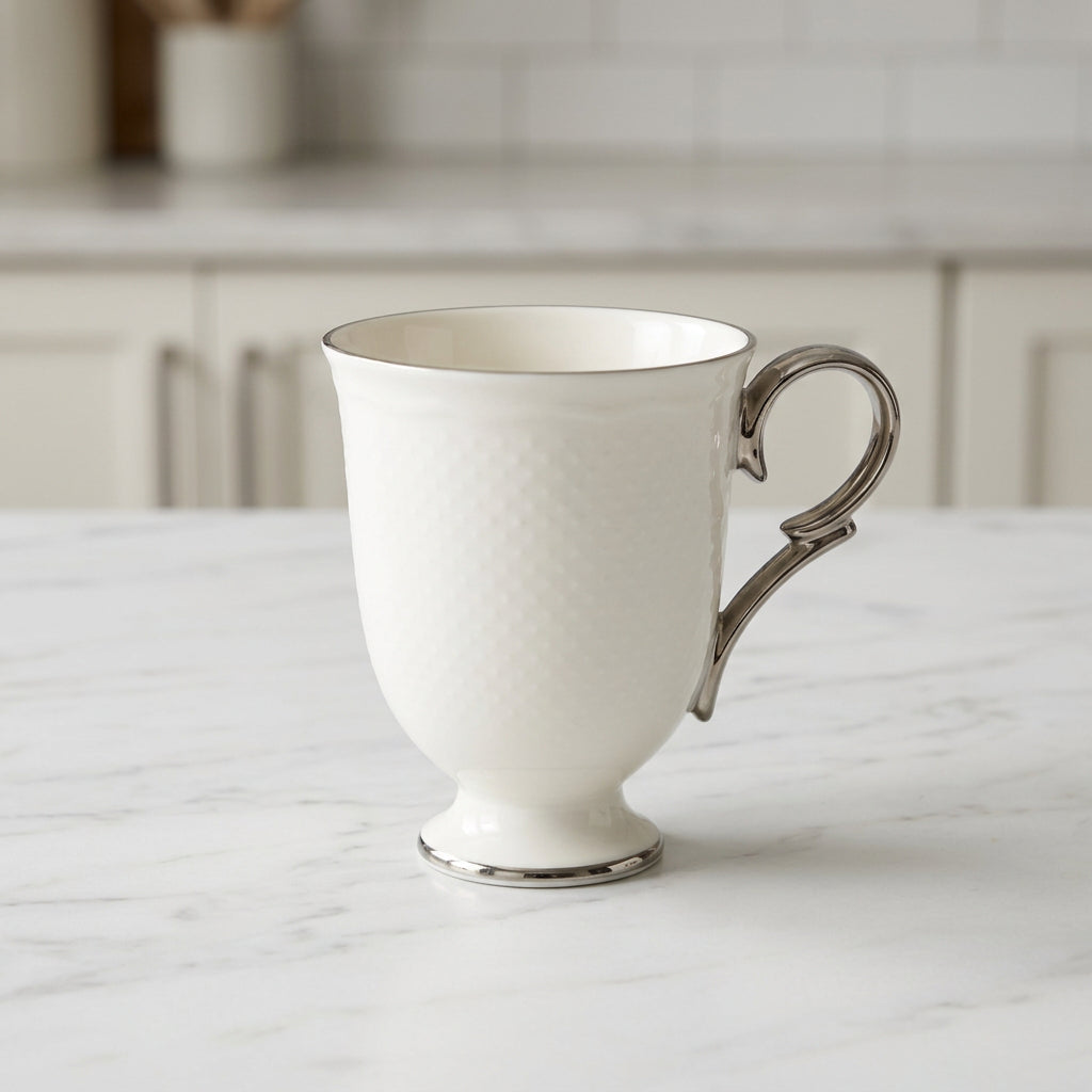 Imperial Bone China Tea Mug with Chrome Handle at Zubaidas Homestore