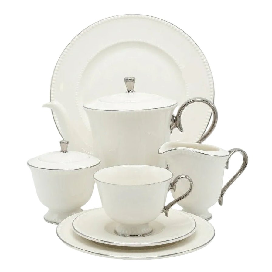 Imperial Bone China Tea Set 24 Pieces Silver Trim at Zubaidas Homestore Pakistan