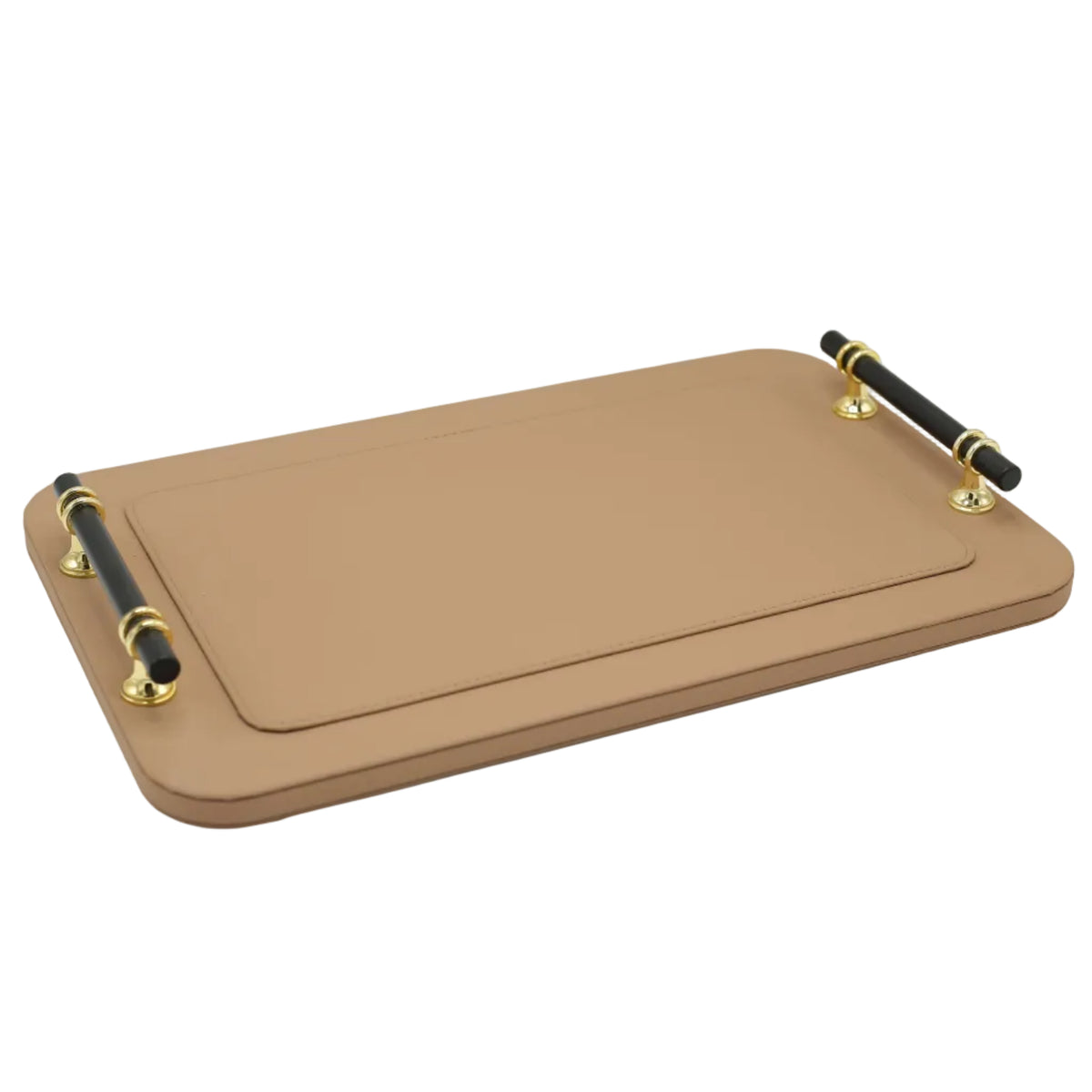 Luxury Faux Leather Serving Tray with Black Handle 2 Pieces Set at Zubaidas Homestore. Most Trusted Homestore in Pakistan