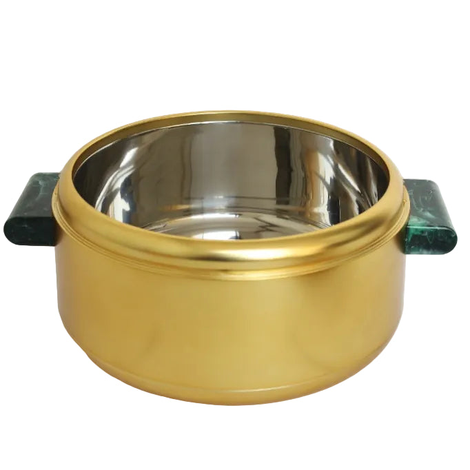 Luxury Gold Finish 3 Piece Hot Pot Set With Green Marble Handles at Zubaidas Homestore online Pakistan