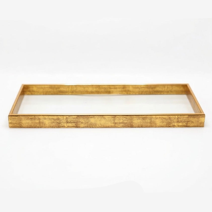 Luxury Rectangular Decorative Serving Tray Golden at Zubaidas Homestore Pakistan
