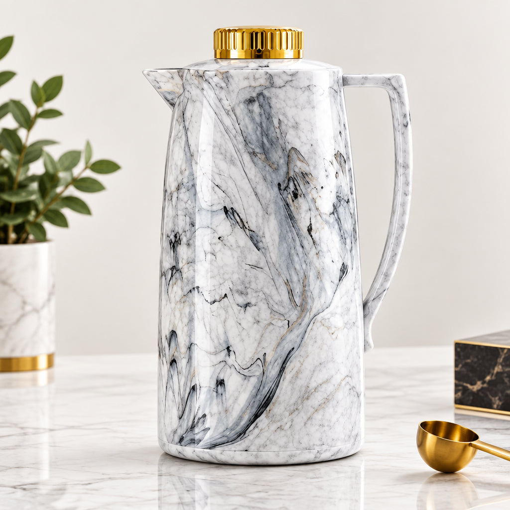 Marble Design Insulated Thermos with Gold Cap at Zubaidas Homestore