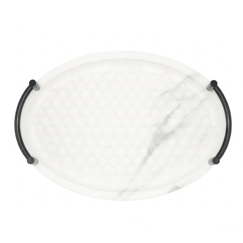 Marble Pattern Oval Serving Tray 2 Pieces Set White at Zubaidas Homestore. Most Trusted Homestore in Pakistan