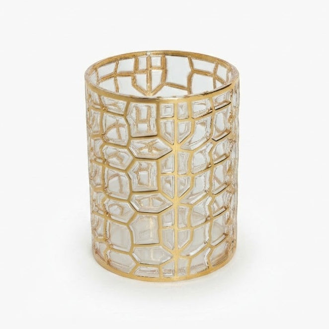 Medium Round Brick Pattern Acrylic Jar With Gold Trim at Zubaidas No#1 Homestore in Pakistan