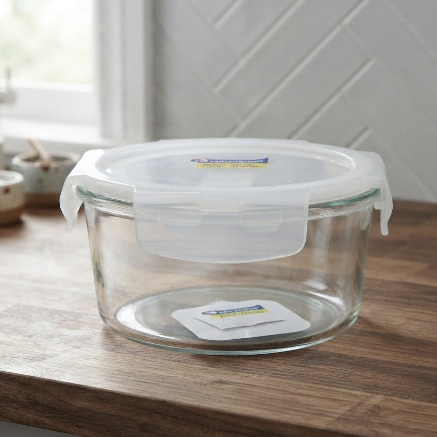 Micronware Super Lock Glass Round Food Storage Container 800ml at Zubaidas Homestore