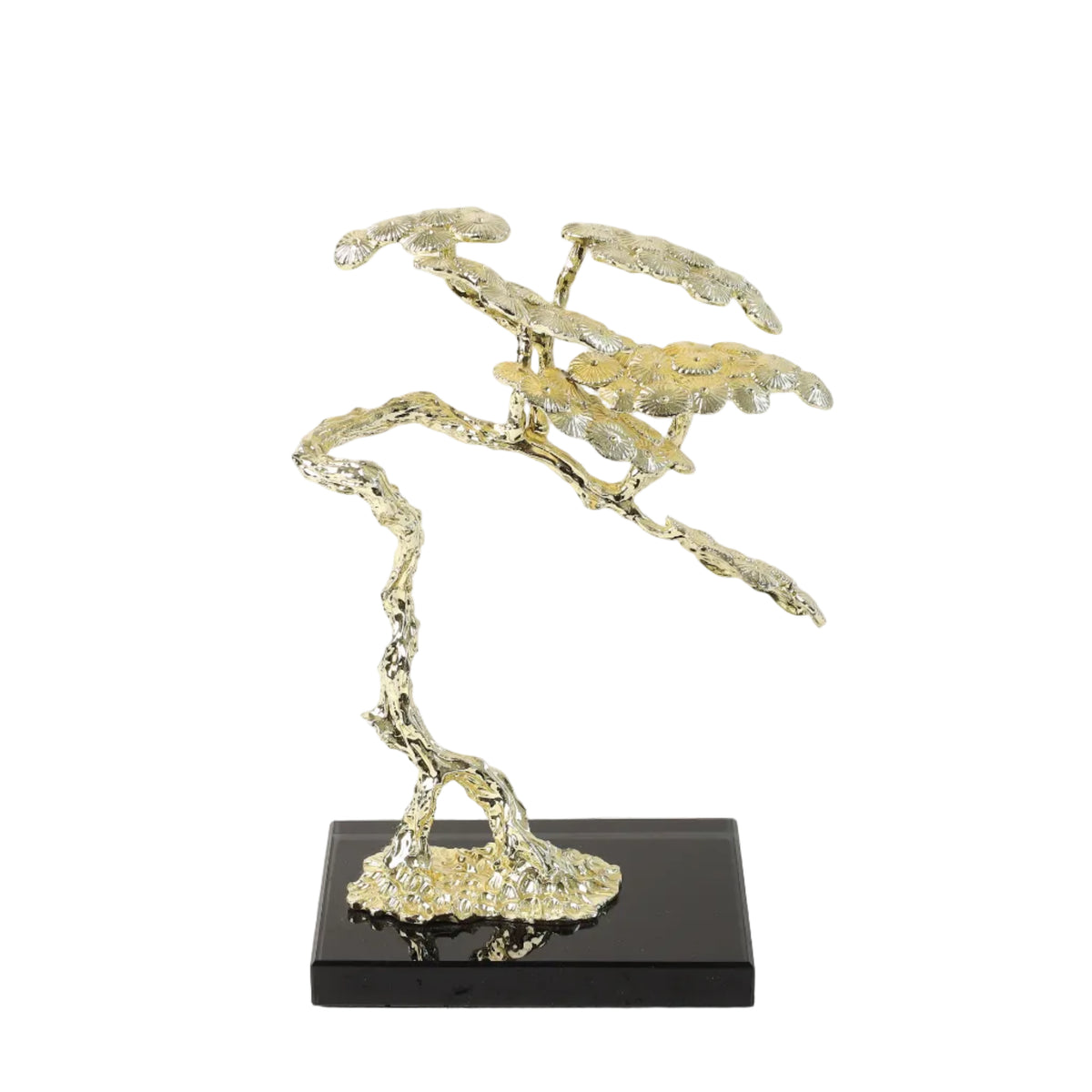 Miniature Golden Metal Bonsai Tree Sculpture Mounted at Zubaidas Homestore - The Largest Collection of Decor In Pakistan
