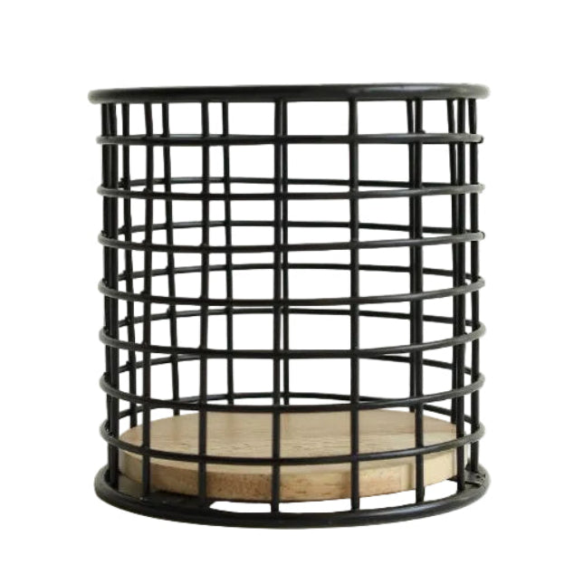 Minimalist Round Black Spoon Holder With Wood Base at Zubaidas Homestore Pakistan