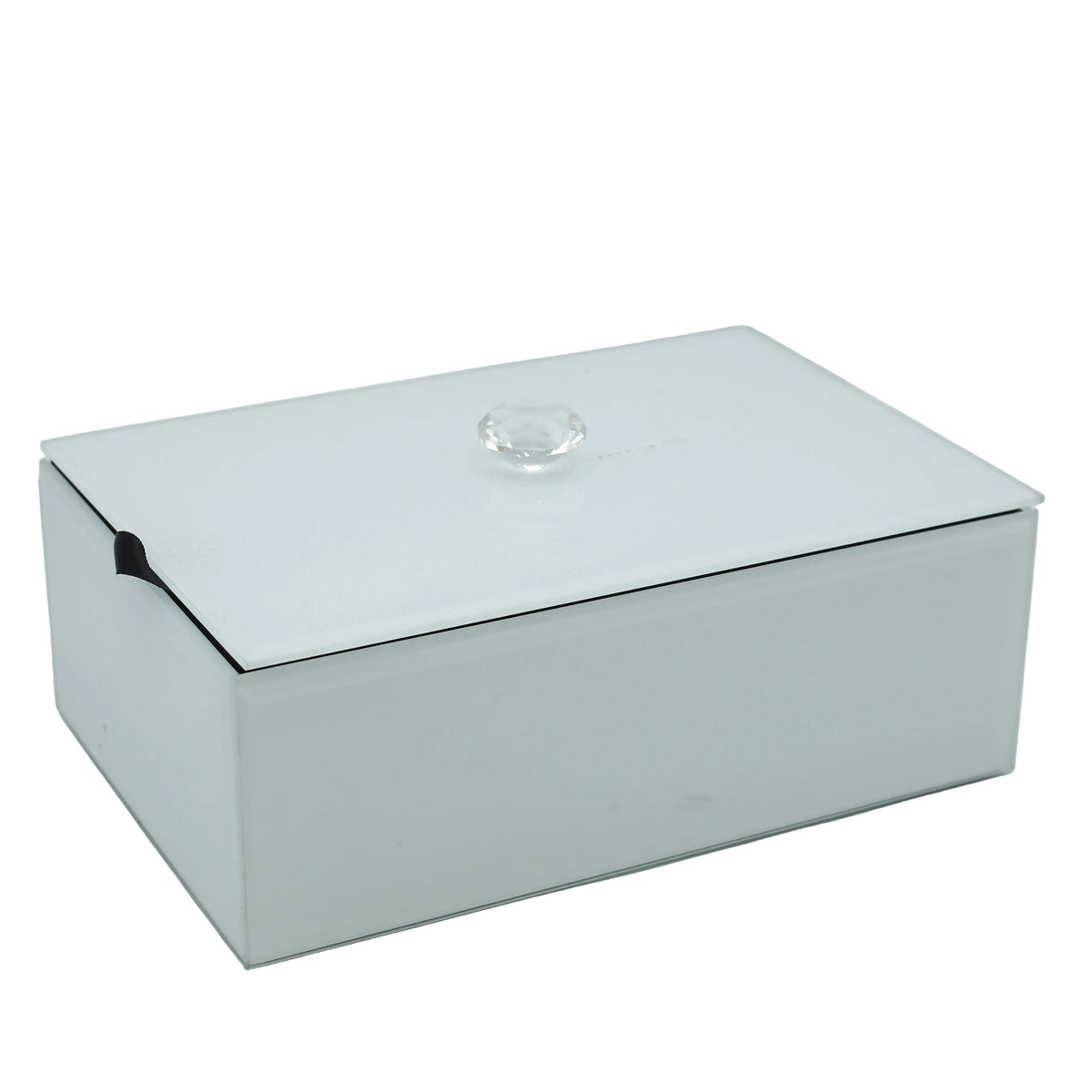 Mirrored White Glass Jewelry Box 3 Pieces Set at Zubaidas Homestore - The Largest Collection of Decor in Pakistan