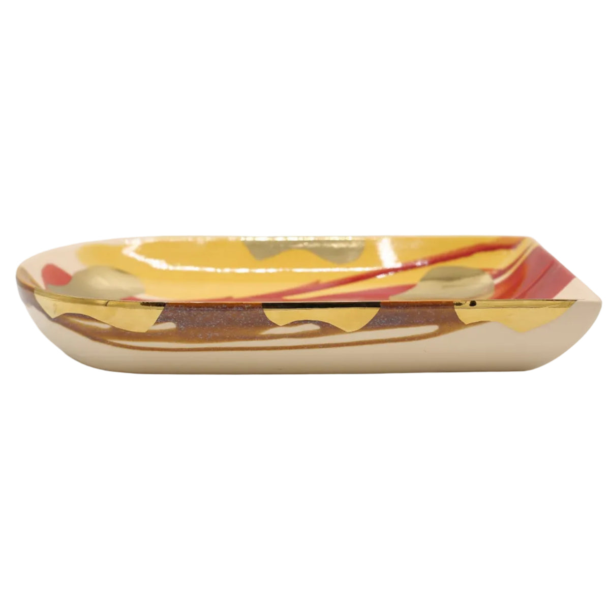 Modern Abstract Ceramic Tray with Gold Accents at Zubaidas Homestore - The Largest Collection of Decor In Pakistan