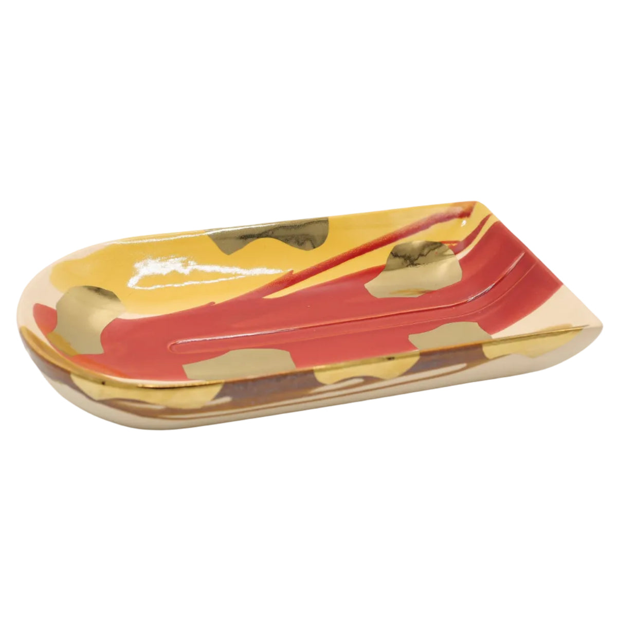 Modern Abstract Ceramic Tray with Gold Accents at Zubaidas Homestore - The Largest Collection of Decorative Trays In Pakistan