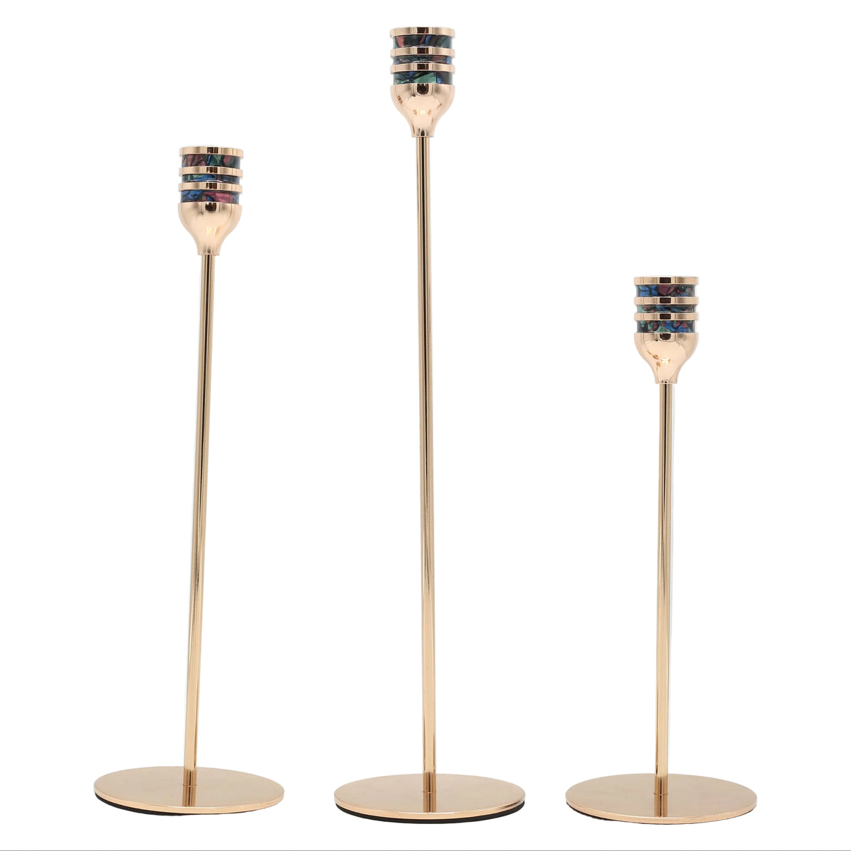 Modern Rose Gold Taper Candle Holder 3 Pieces Set at Zubaidas Homestore Pakistan