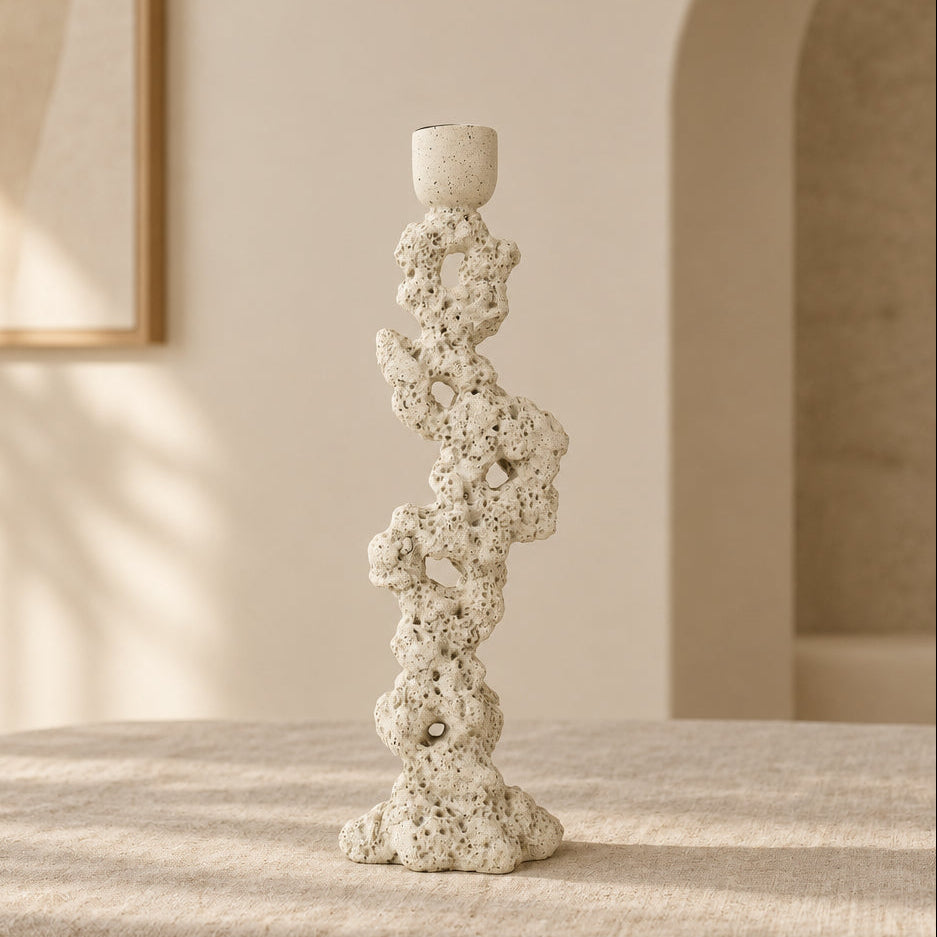 Modern Sculptural Sand Candelabras Stand at Zubaidas Homestore
