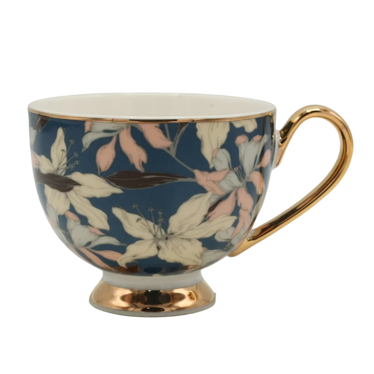 More & More Blue and Gold Floral Tea Set 24 Pieces at Zubaidas Homestore - The Largest Collection of Tea Sets In Pakistan