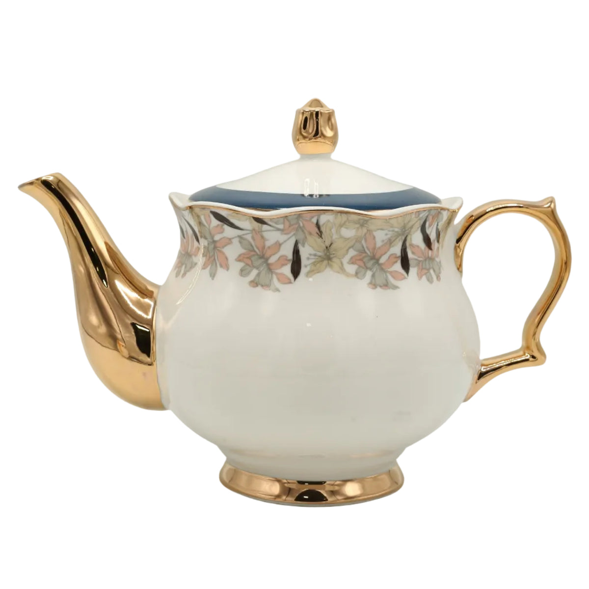 More & More Blue and Gold Floral Tea Set 24 Pieces at Zubaidas Homestore - The Largest Collection of Coffee and Tea Sets In Pakistan