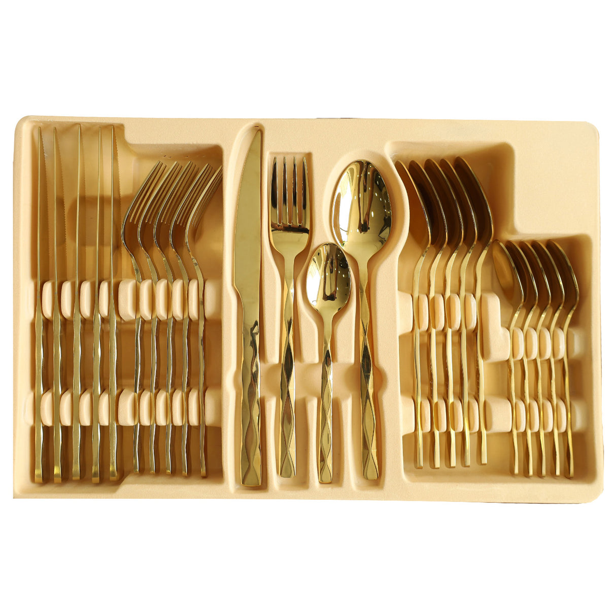 MYD Diamond Design Cutlery Set 24 Pieces Golden at Zubaidas Homestore