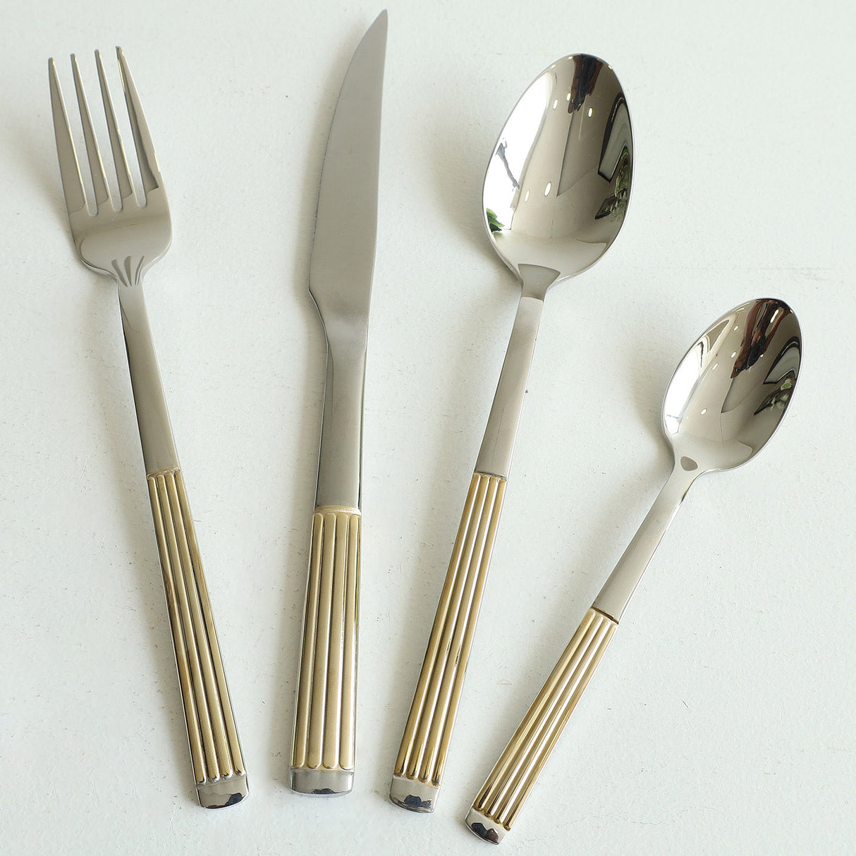 MYD Four Lines Design Cutlery Set 24 Pieces Silver at Zubaidas Homestore Pakistan