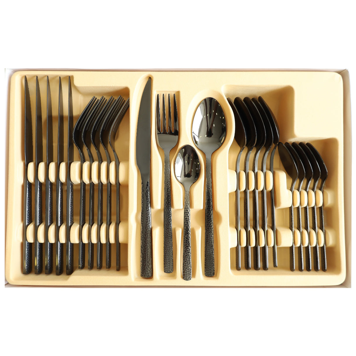 MYD Hammer Design Cutlery Set 24 Pieces Black at Zubaidas Homestore