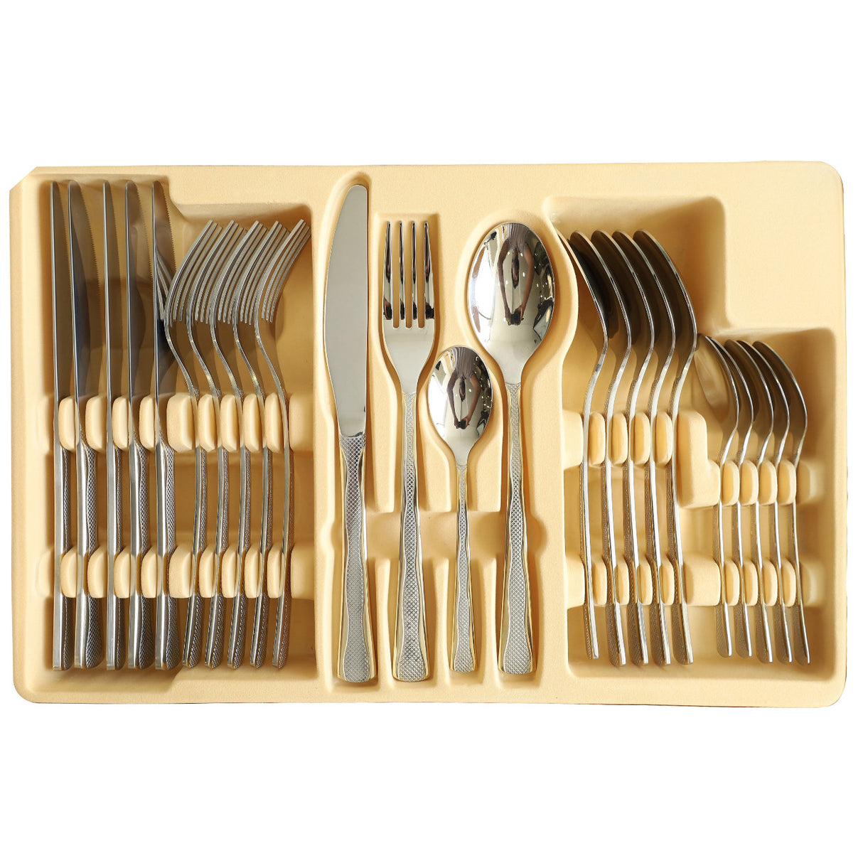 MYD Texture Design Cutlery Set 24 Pieces Silver at Zubaidas Homestore