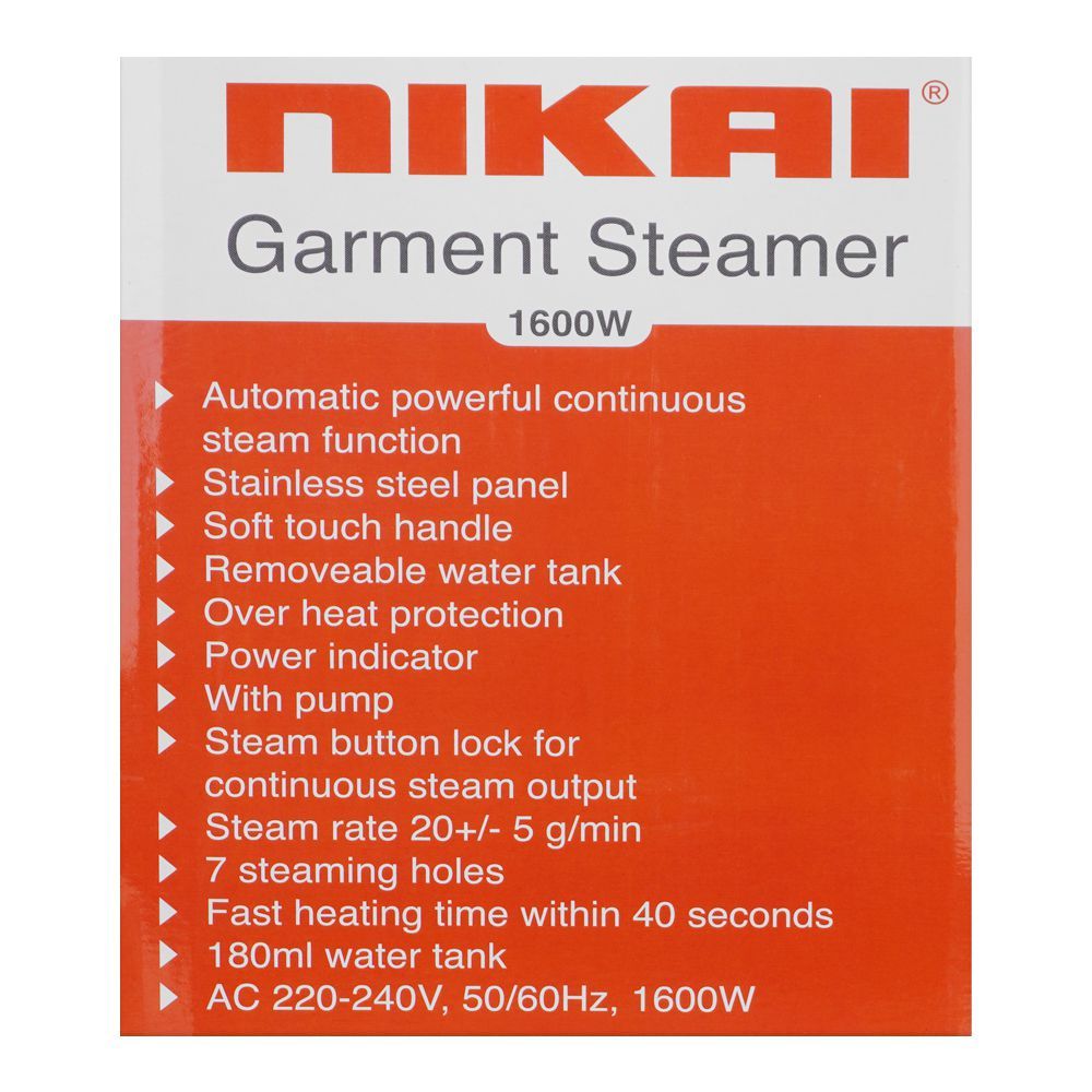 Nikai Garment Steamer NGS77H 1600W at Zubaidas The Biggest Homestore in Pakistan