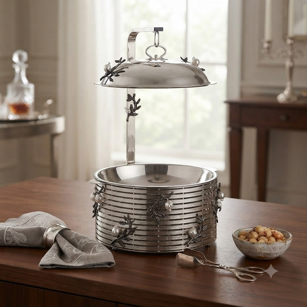Orchid Buffet Serving Dish 6ltr With Stand Silver at Zubaidas Homestore Pakistan