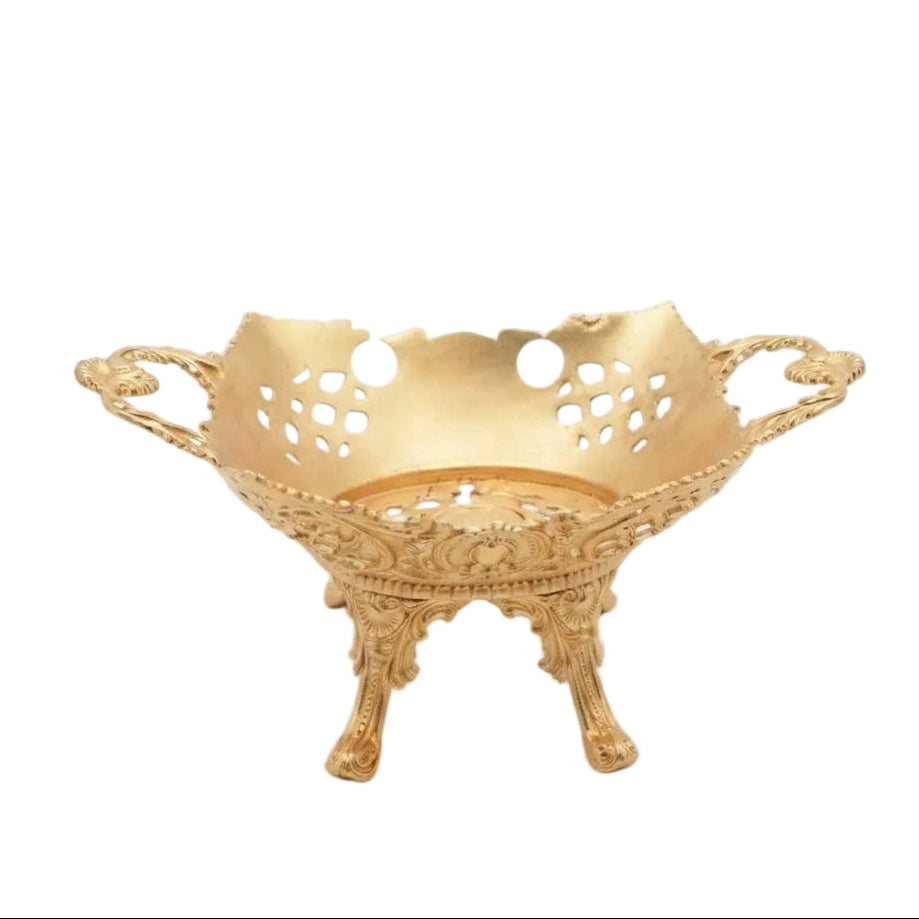 Orchid Ceramic Serving Bowl With Golden Metal Stand at Zubaidas Homestore Pakistan