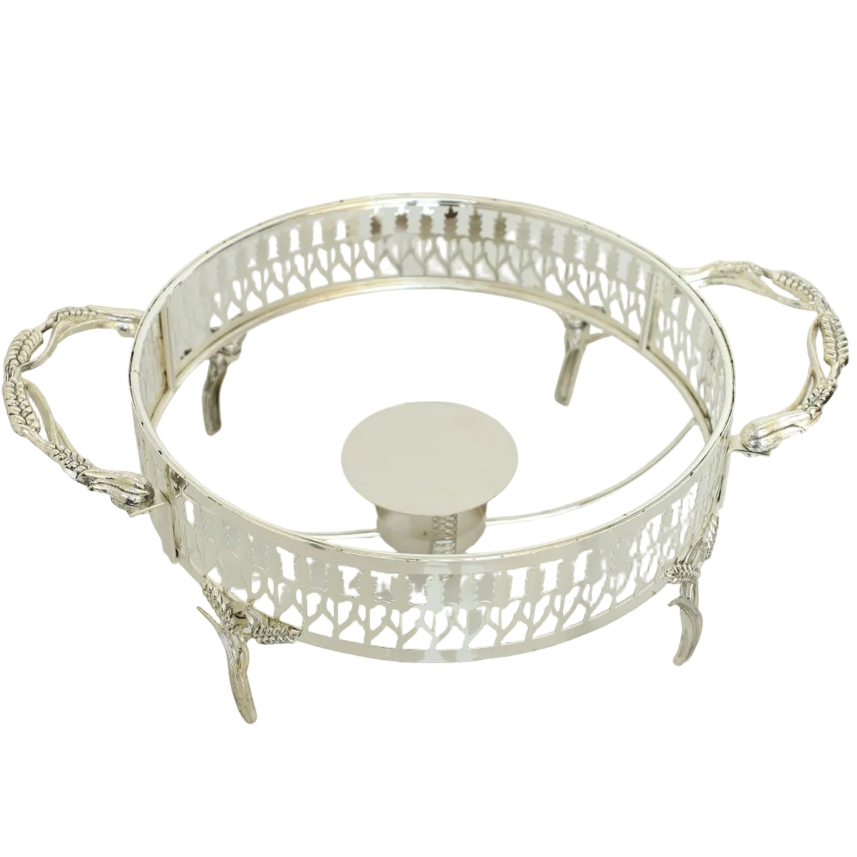 ORCHID Glass Serving Buffet Dish With Burner Silver at Zubaidas Homestore
