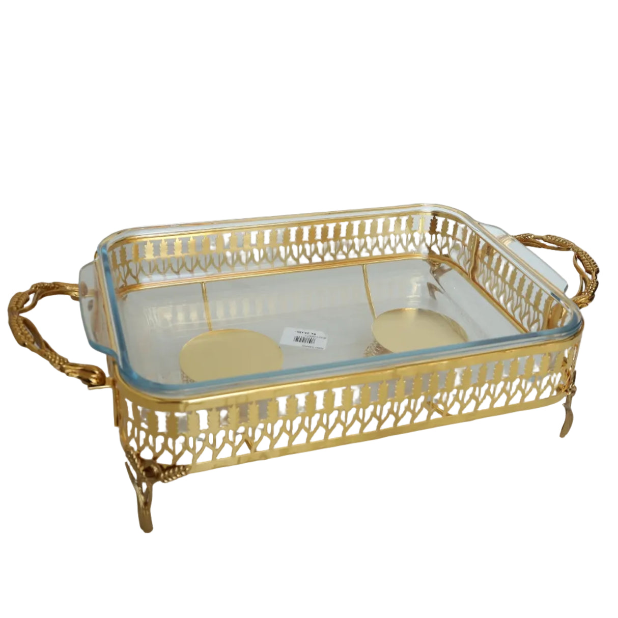 Orchid rectangular glass serving buffet dish with burner at Zubaidas Homestore Online Pakistan