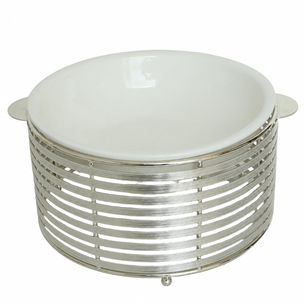 Orchid Round Buffet Serving Bowl Stand Silver at Zubaidas Homestore Best for home Shopping