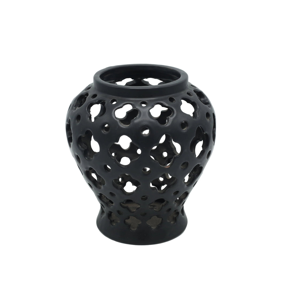 Perforated Matte Black Ceramic Candy Jar at Zubaidas Homestore Pakistan