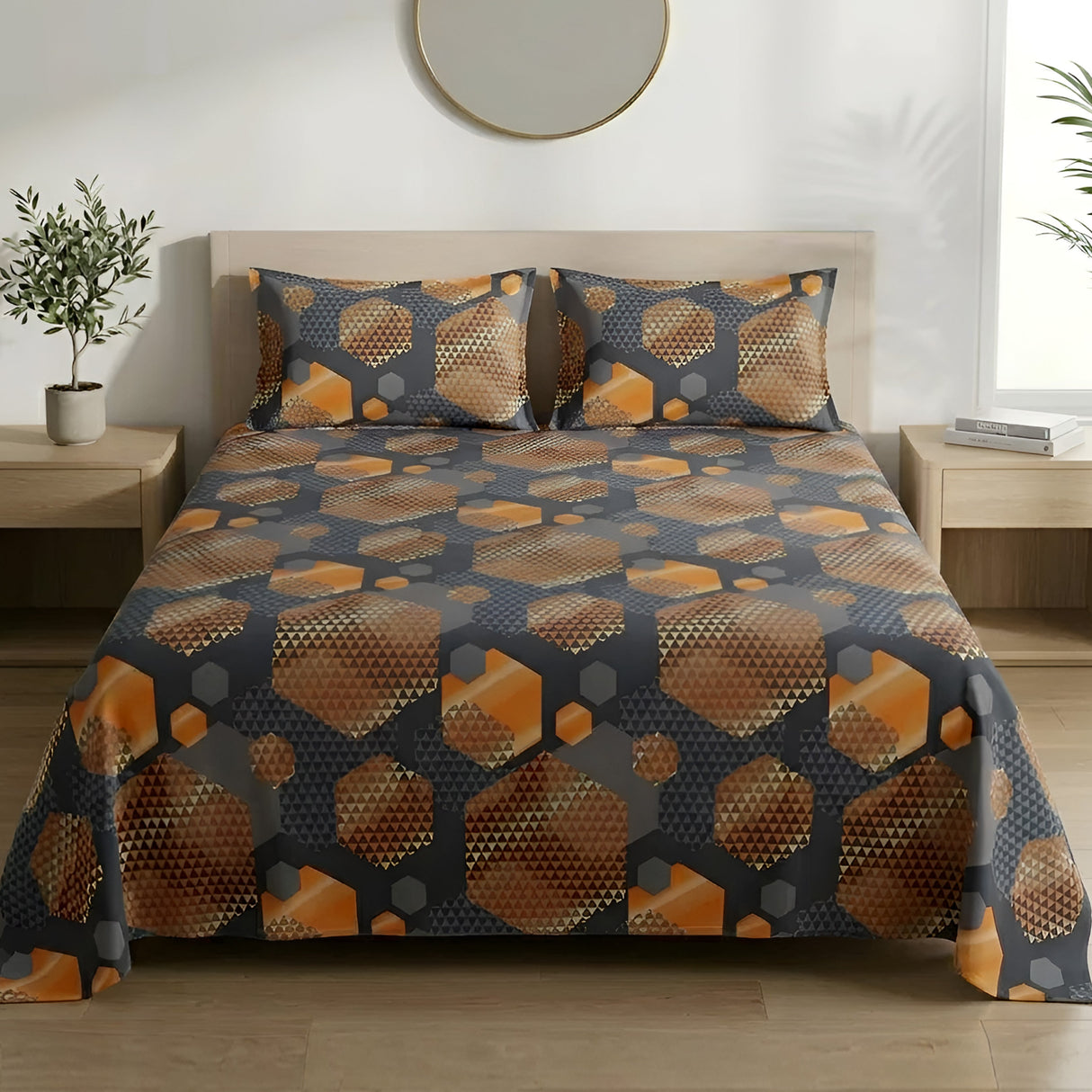 Plushmink Bed Sheet Fantasy King Bed-Carbon Comb at Zubaidas Homestore Pakistan