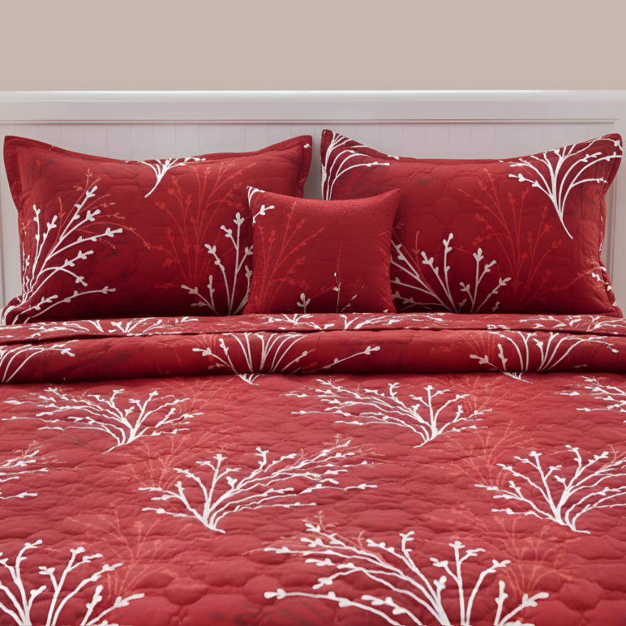 Plushmink Comfora 5 Pcs Bed in a Bag-Redfrost at Zubaidas Homestore. Best Home Store In Pakistan