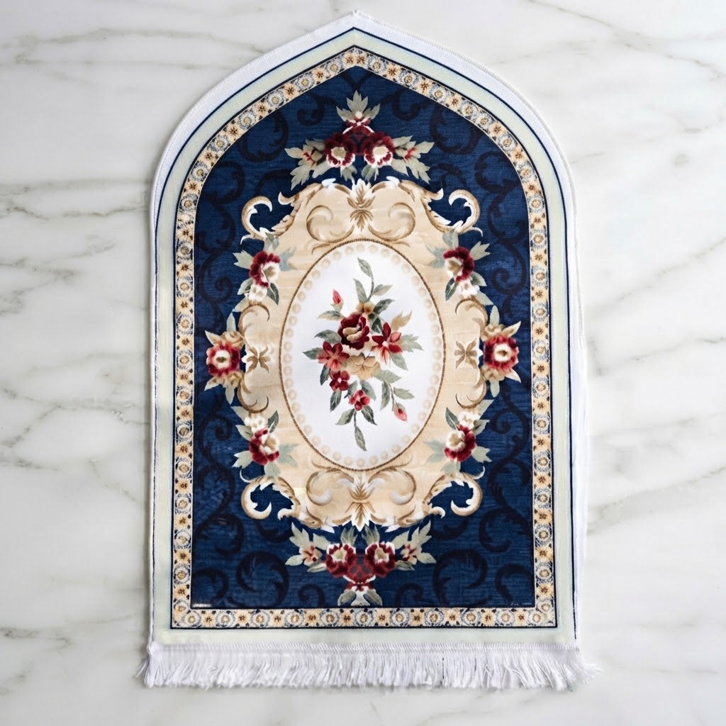 Plushmink Cream Floral Medallion 3D Prayer Mat at Zubaidas Homestore