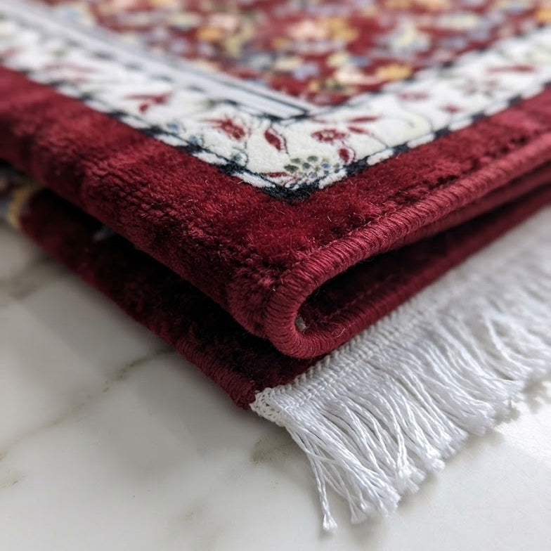 Plushmink Crimson Floral Arch Striped 3D Prayer Mat at Zubaidas Homestore Pakistan