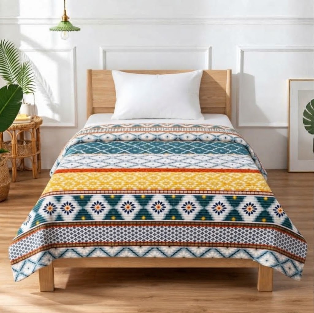 Plushmink Geometric Striped Winter Blanket Single Bed Size at Zubaidas Homestore