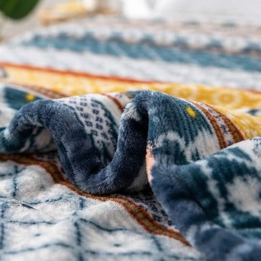 Plushmink Geometric Striped Winter Blanket Single Bed Size at Zubaidas Homestore Pakistan