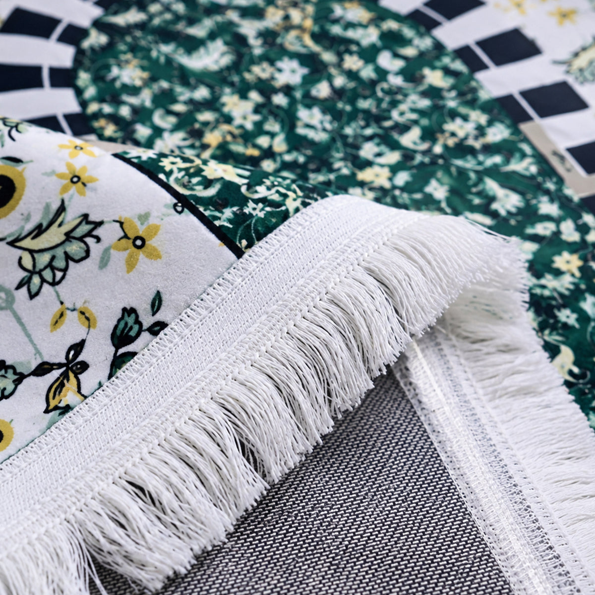 Plushmink Green Floral Striped Arch 3D Prayer Mat at Zubaidas Homestore. The Largest Home Shop in Pakistan